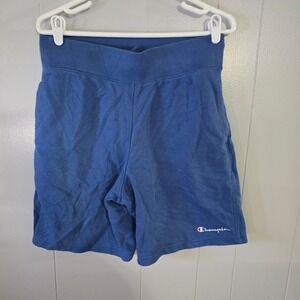 Champion Sweat Shorts Mens Medium Blue Elastic Waist Pockets Logo Athletic